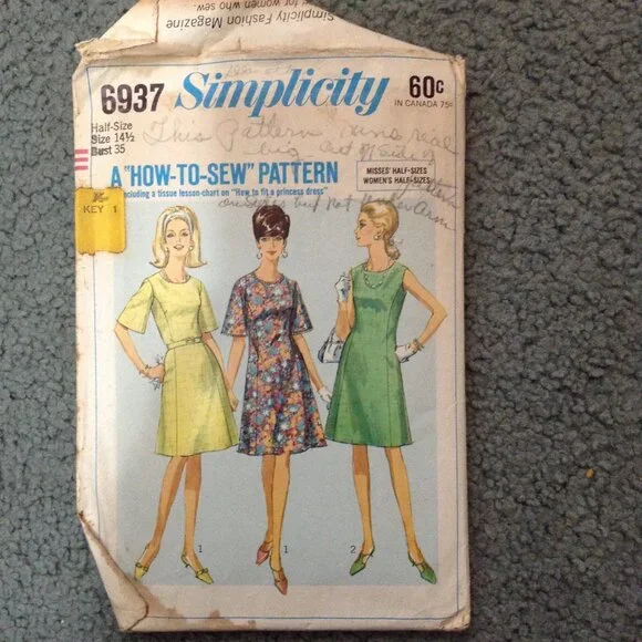 Lot of 3 Vintage CUT & COMPLETE 1960s Day Dress Patterns, Bust 35 - Picture 6 of 7